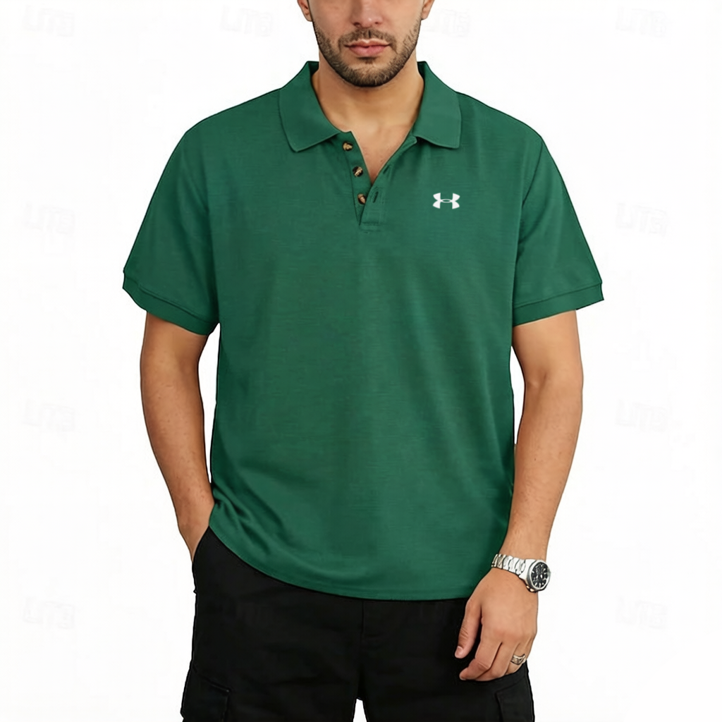 Men's Cotton Solid Color Commuting Business Casual Polo T-Shirt