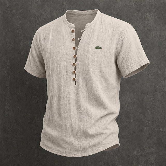 Men's Cotton Linen Minimalist Casual Comfortable Breathable Short-Sleeve T-Shirt