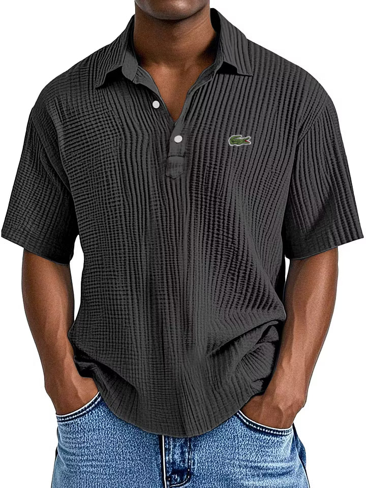 Men's Cotton Linen Gentleman's Casual Loose Short Sleeve Lapel Polo Shirt
