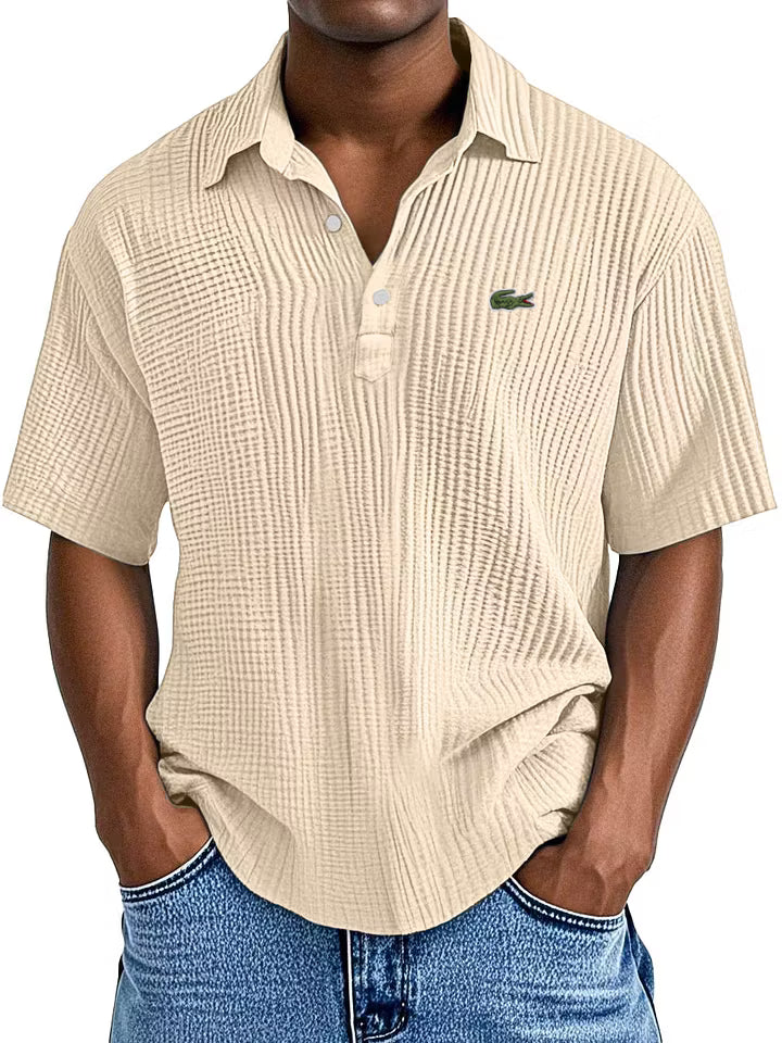Men's Cotton Linen Gentleman's Casual Loose Short Sleeve Lapel Polo Shirt