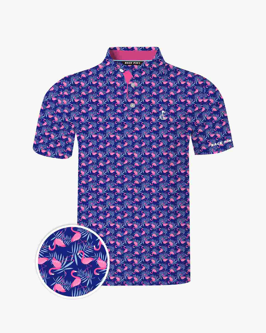 Midnight Palm Flamingo Polo