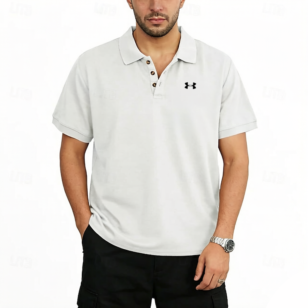 Men's Cotton Solid Color Commuting Business Casual Polo T-Shirt