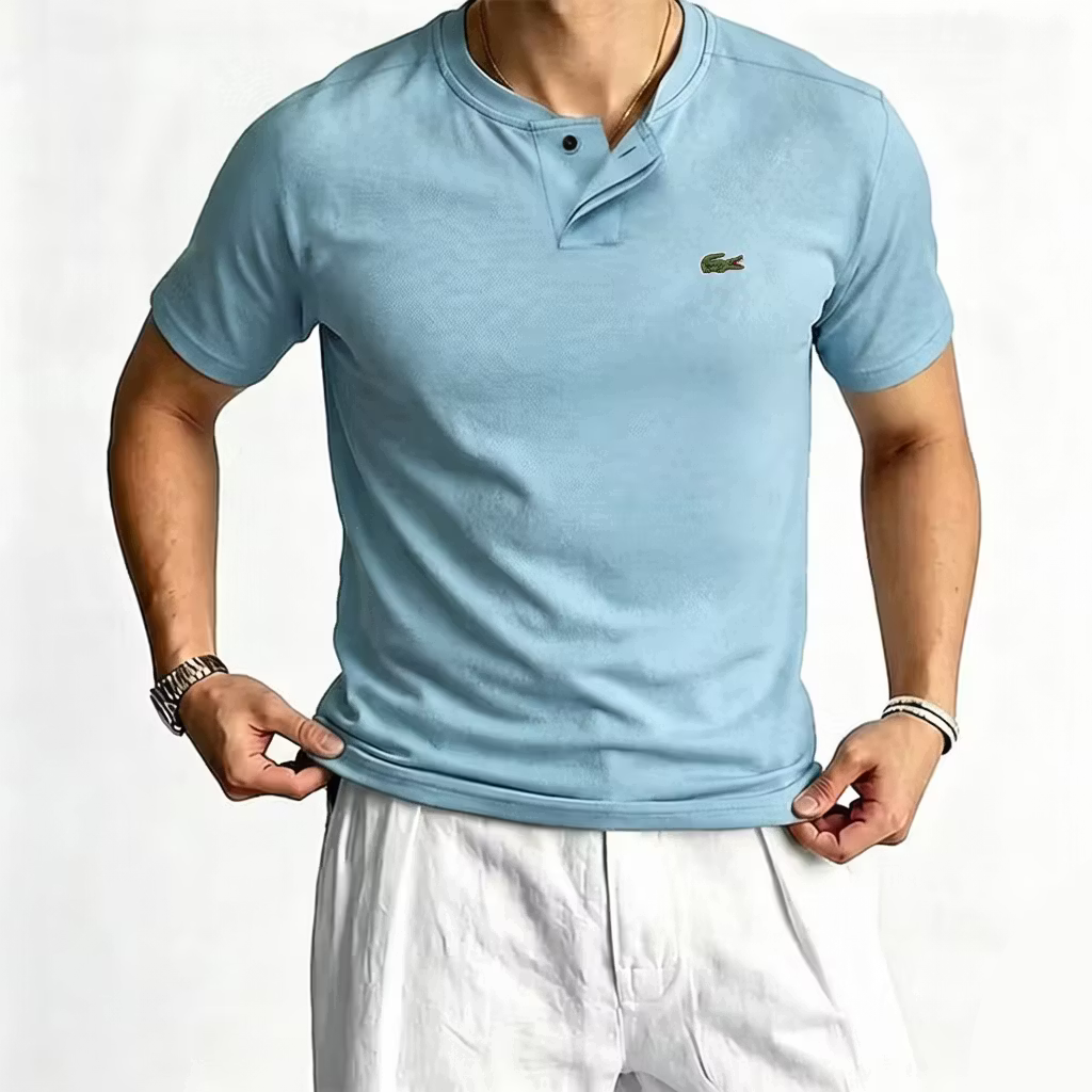Men's Cotton Comfortable Casual Short Sleeve Henley T-Shirt