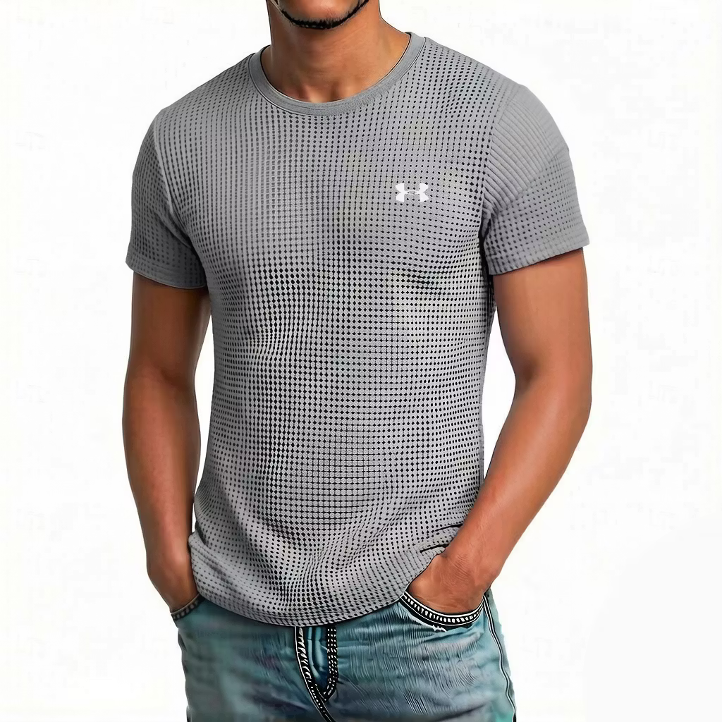 Men's Cotton Waffle Base Casual Logo Crew Neck T-Shirt