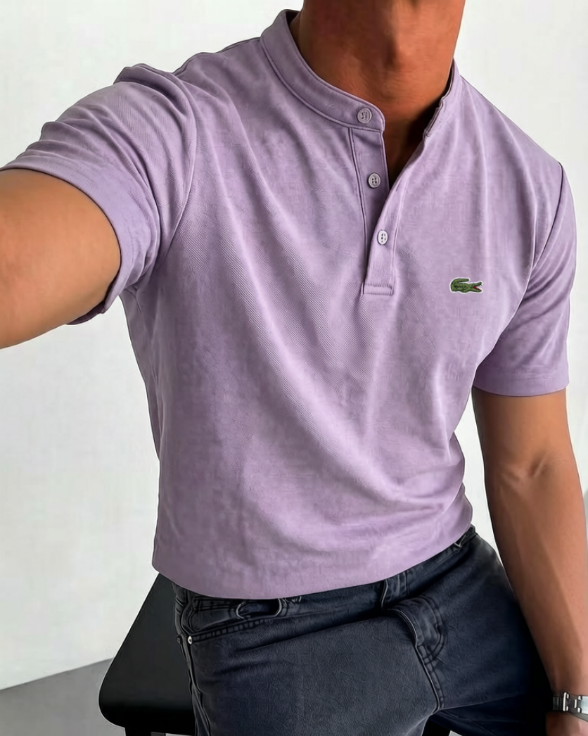 Men's Cotton Gentleman Casual Fashion Short-Sleeve Henley Shirt