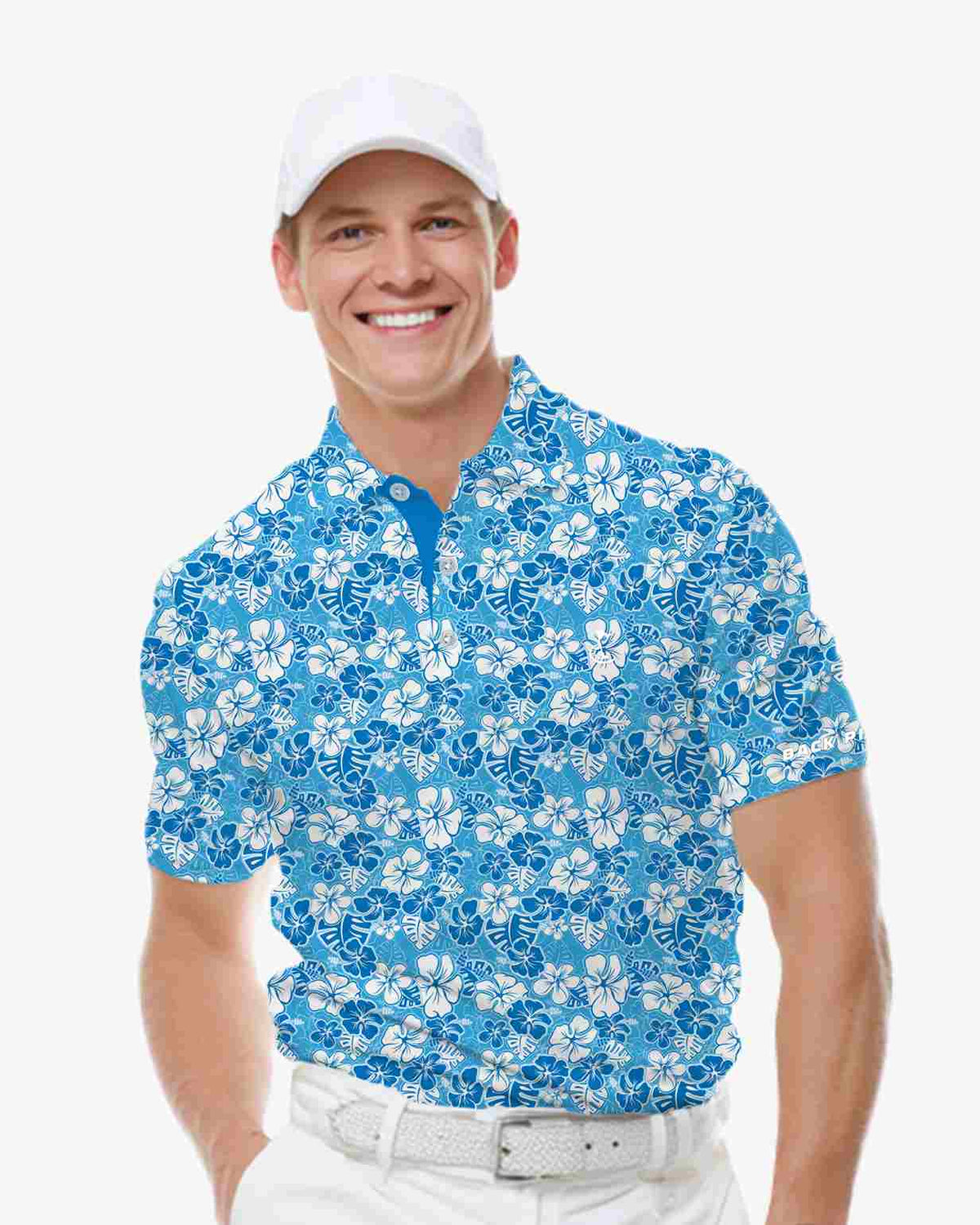 Blue Hibiscus Wave Polo