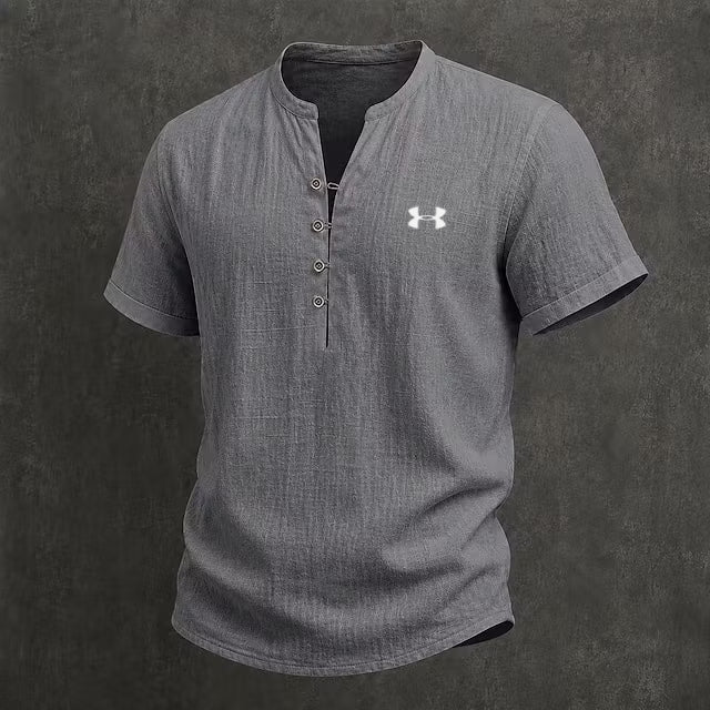 Men's Cotton Linen Vintage Breathable Casual Solid Color Button Down Shirt