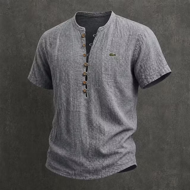 Men's Cotton Linen Minimalist Casual Comfortable Breathable Short-Sleeve T-Shirt