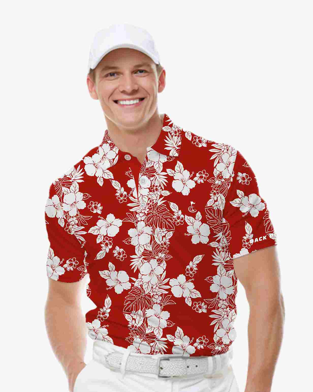 Red Hawaiian Bloom Polo