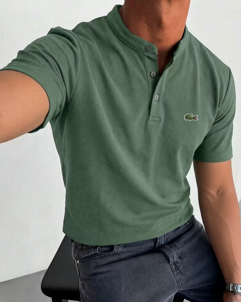 Men's Cotton Gentleman Casual Fashion Short-Sleeve Henley Shirt