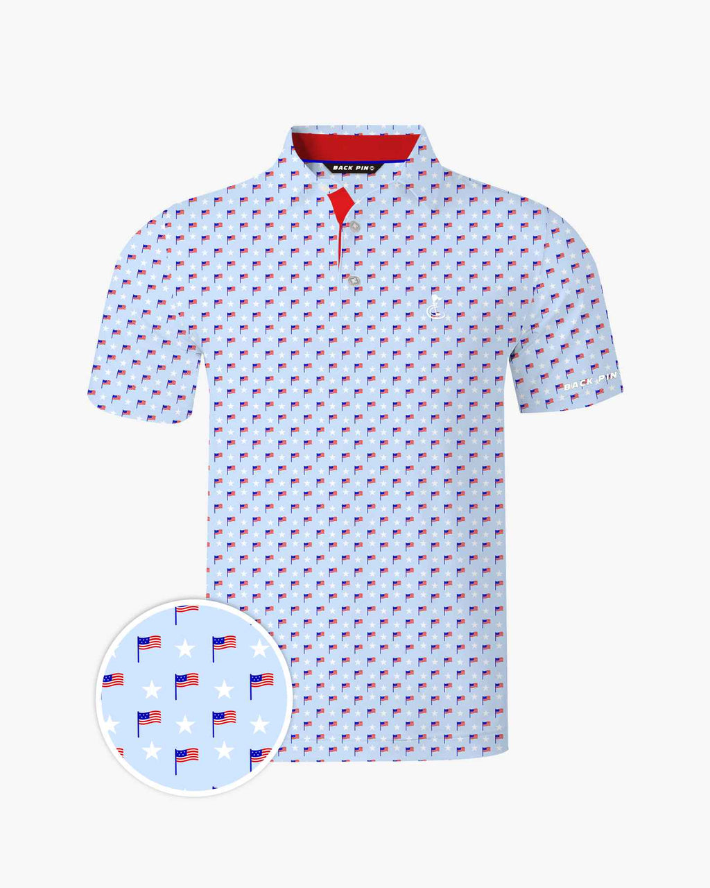 Light Blue Flag Star Polo