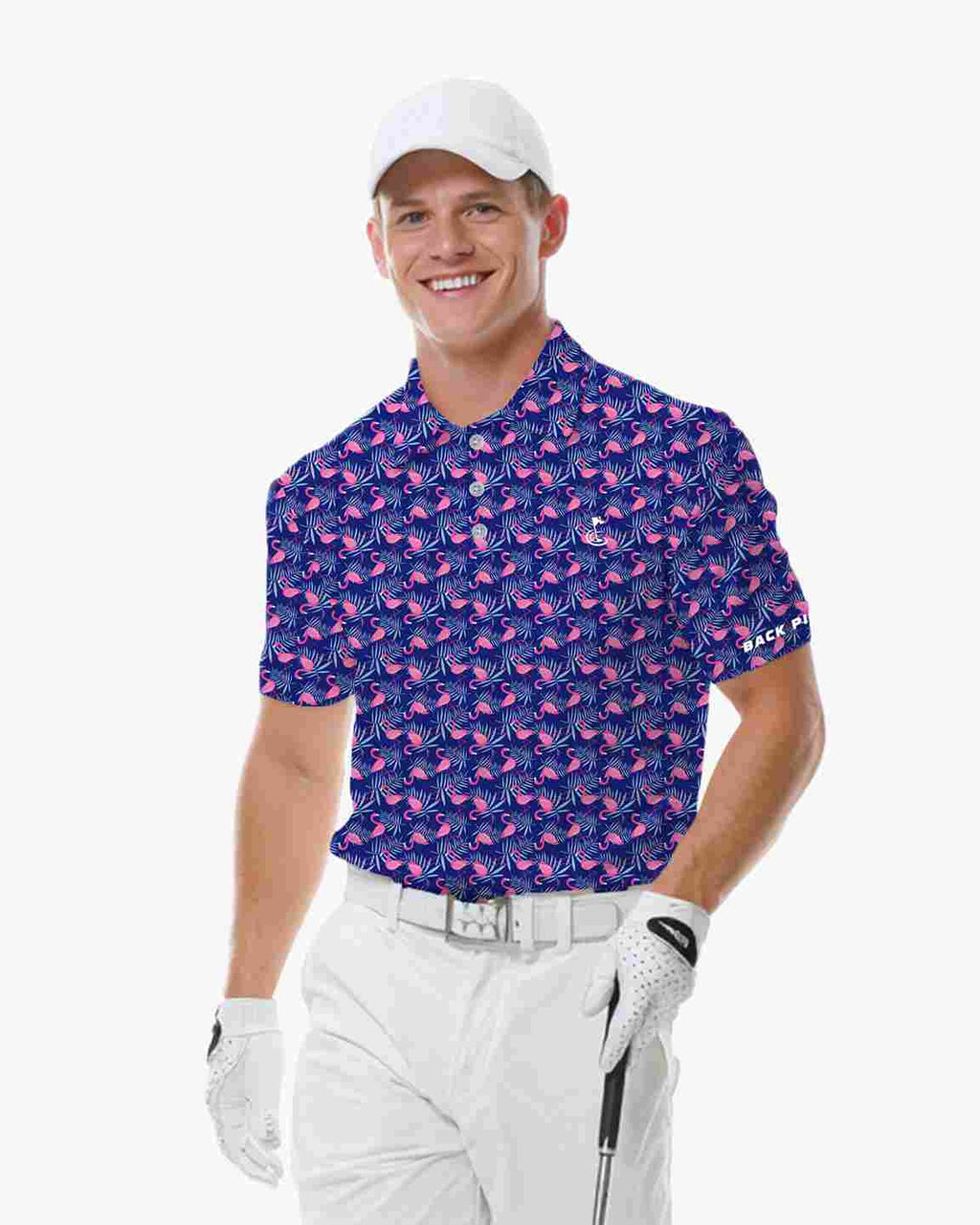 Midnight Palm Flamingo Polo