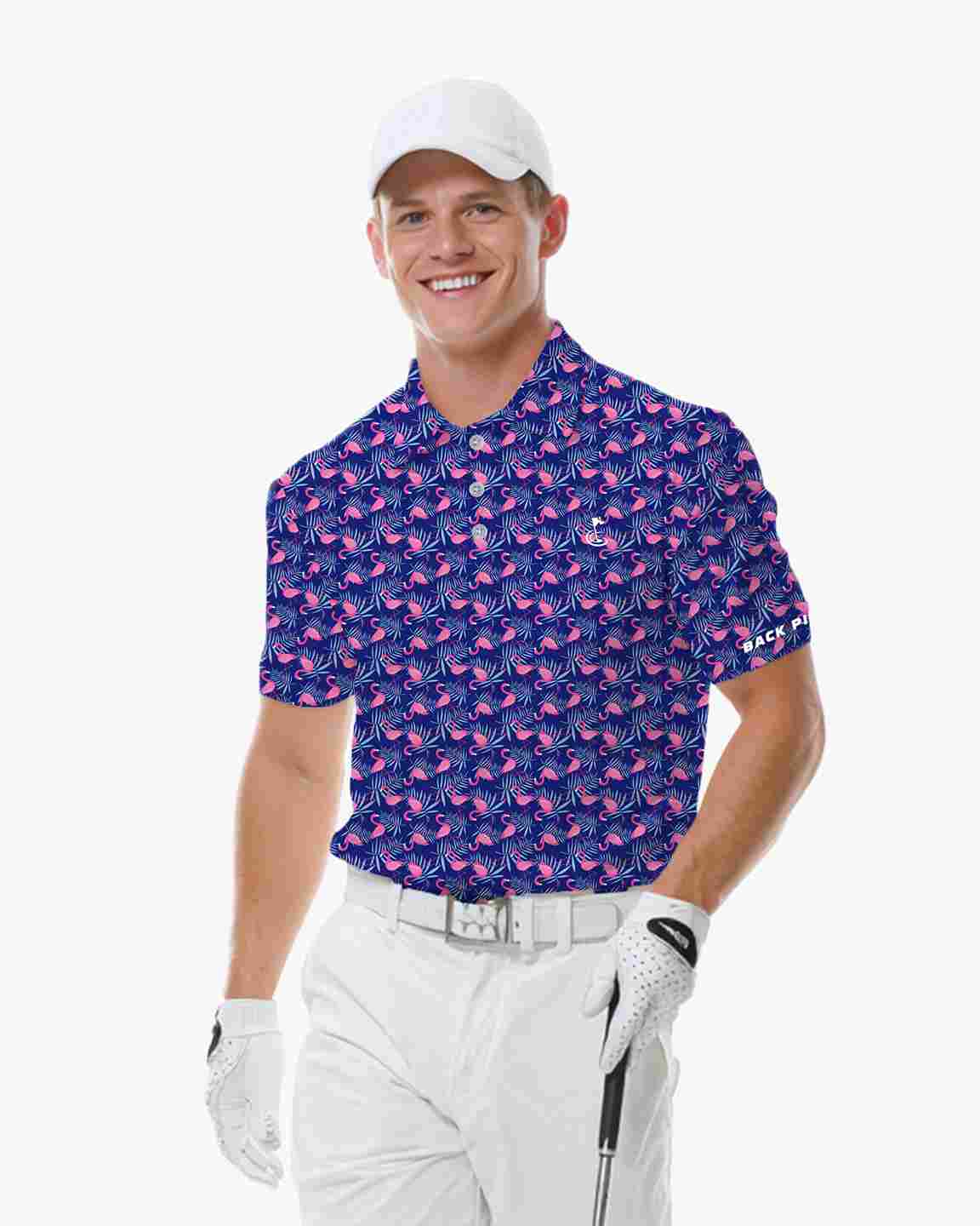 Midnight Palm Flamingo Polo
