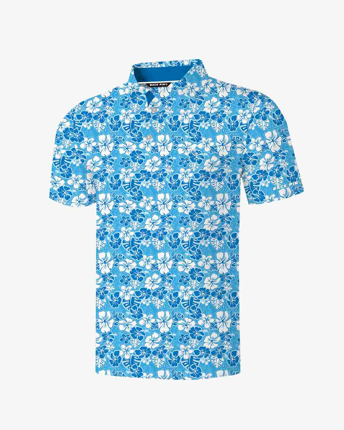 Blue Hibiscus Wave Polo