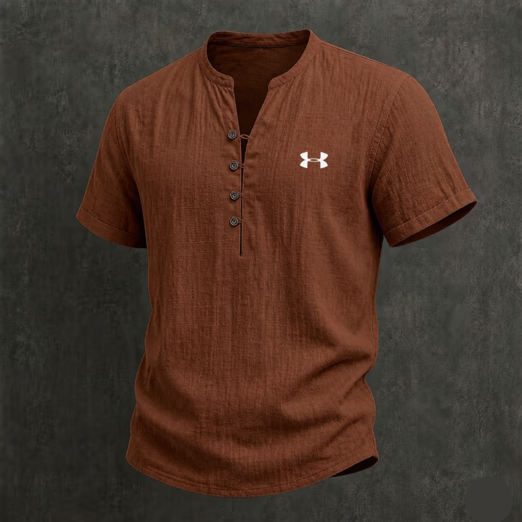 Men's Cotton Linen Vintage Breathable Casual Solid Color Button Down Shirt