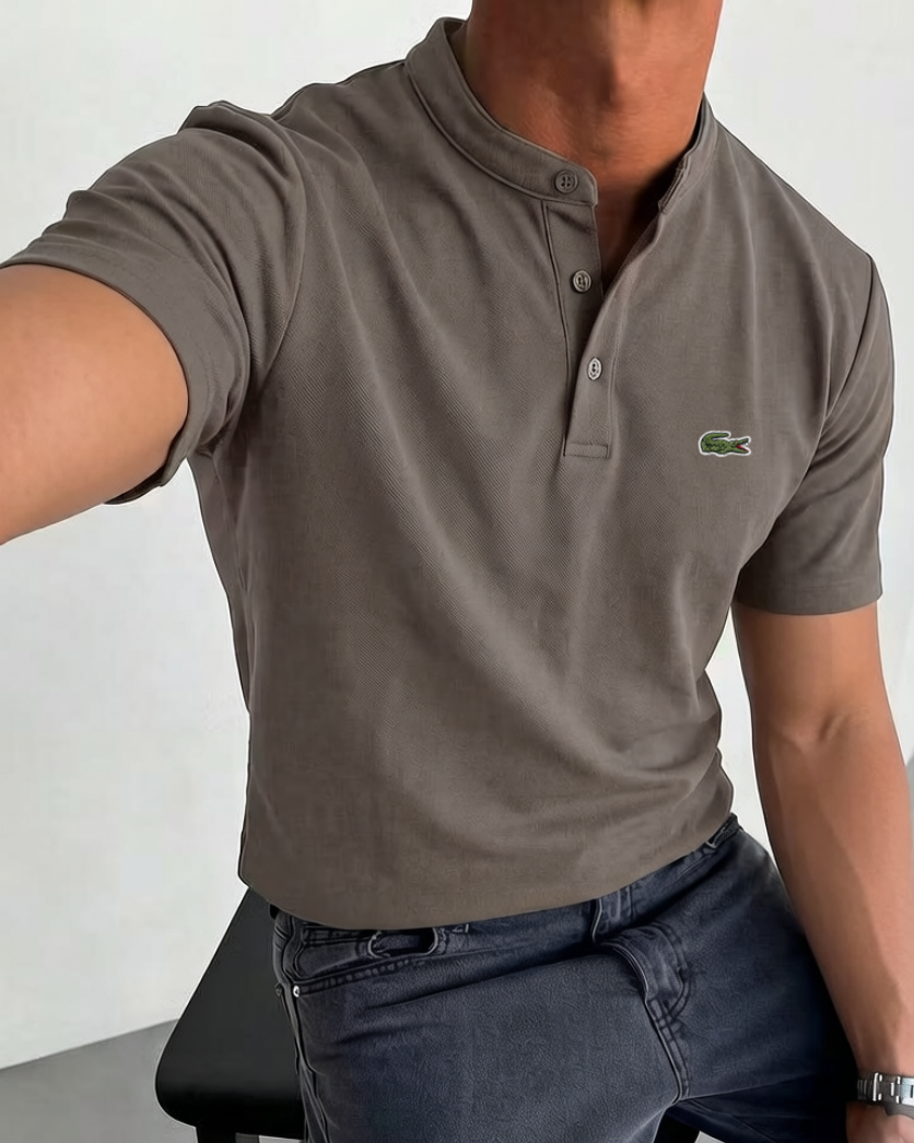 Men's Cotton Gentleman Casual Fashion Short-Sleeve Henley Shirt