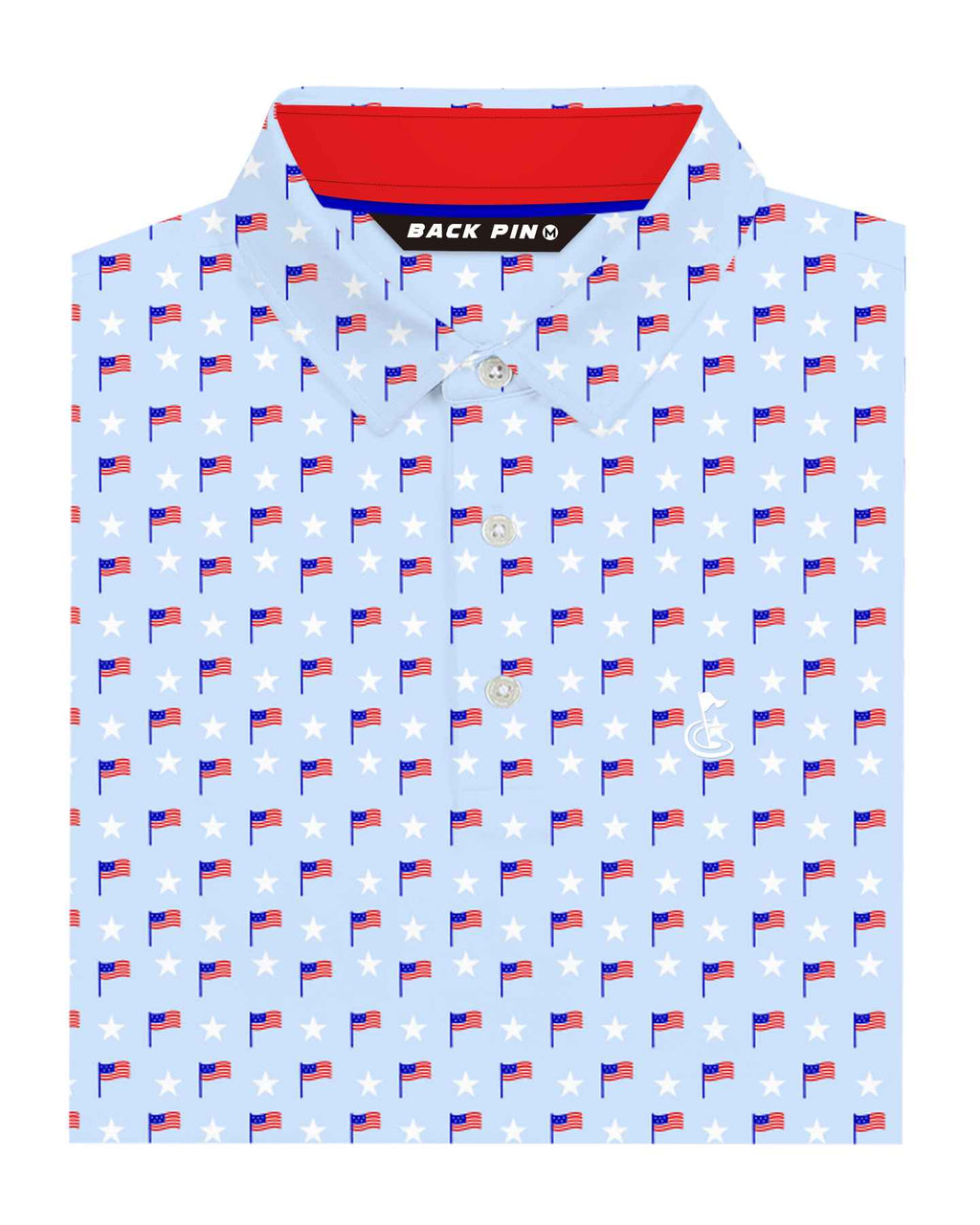 Light Blue Flag Star Polo