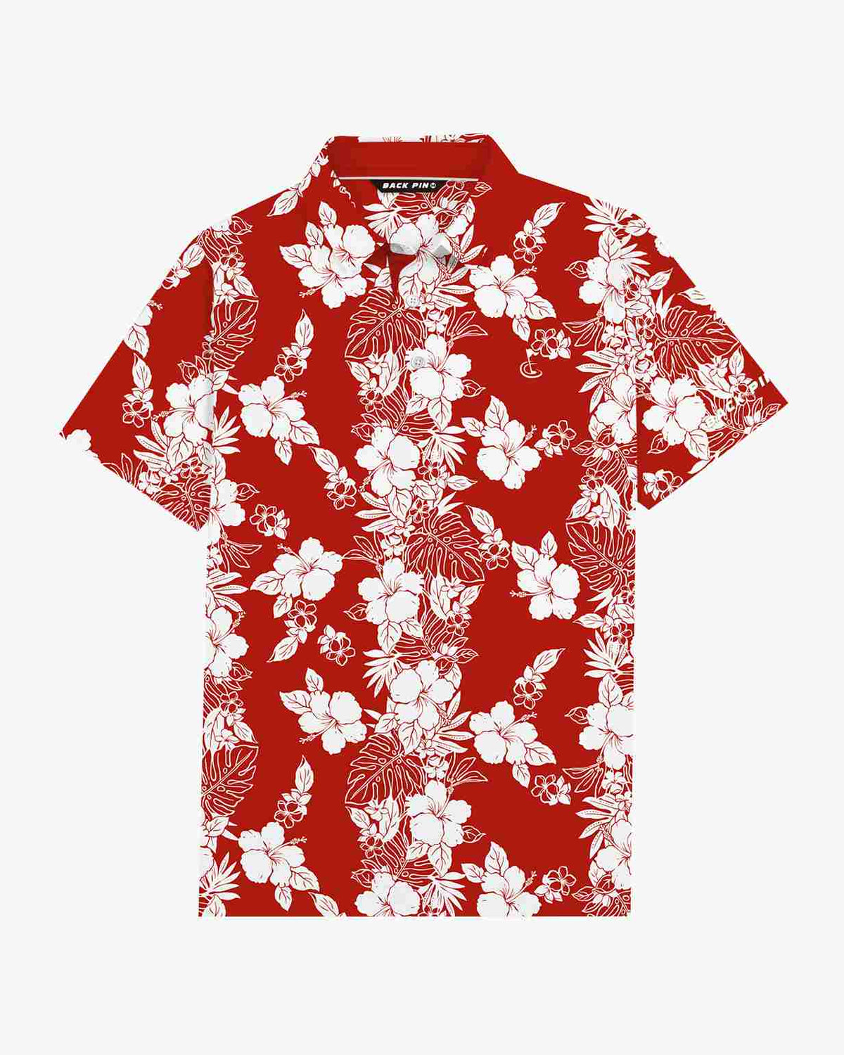 Red Hawaiian Bloom Polo