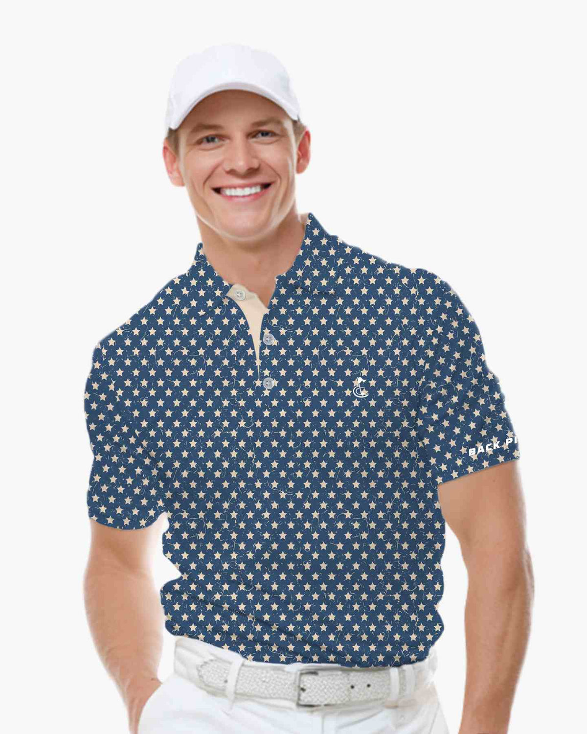 Vintage Star Print Patriot Polo