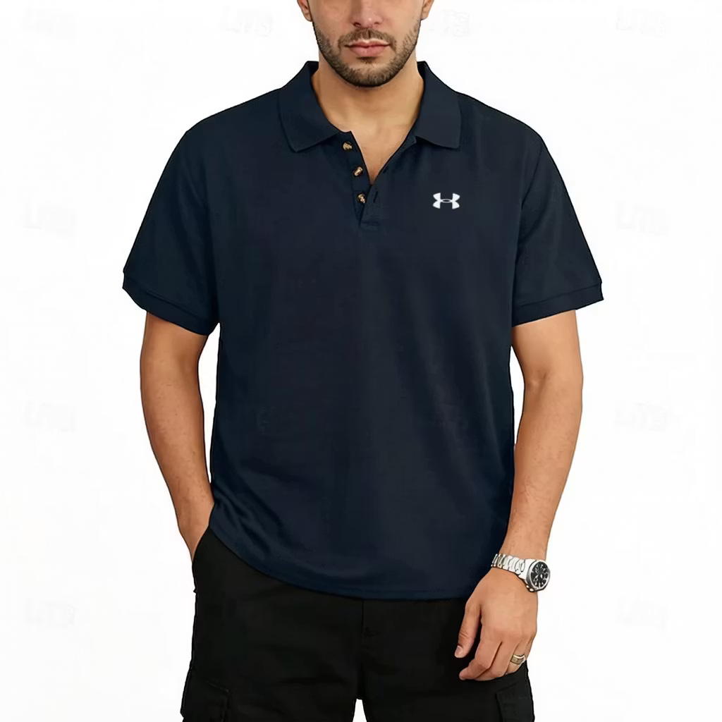 Men's Cotton Solid Color Commuting Business Casual Polo T-Shirt