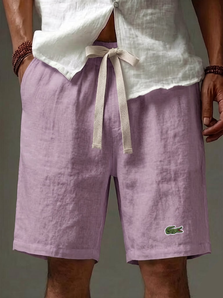 Men's Cotton Linen Solid Color Soft Vacation Casual Shorts