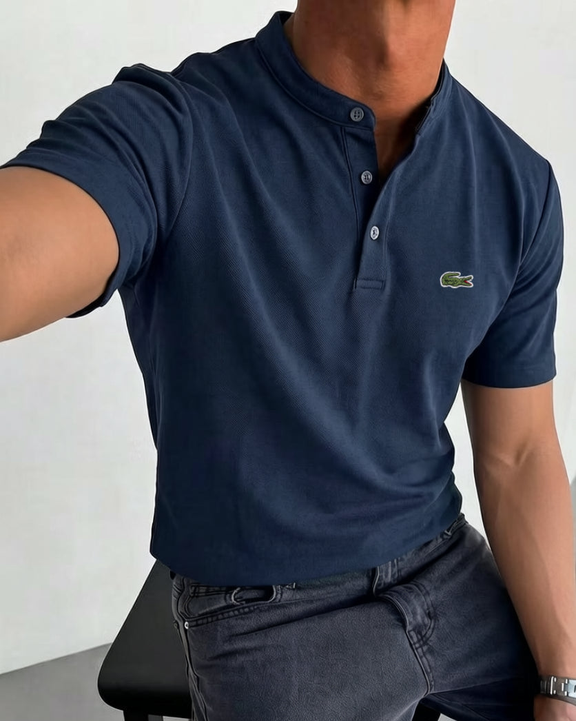 Men's Cotton Gentleman Casual Fashion Short-Sleeve Henley Shirt