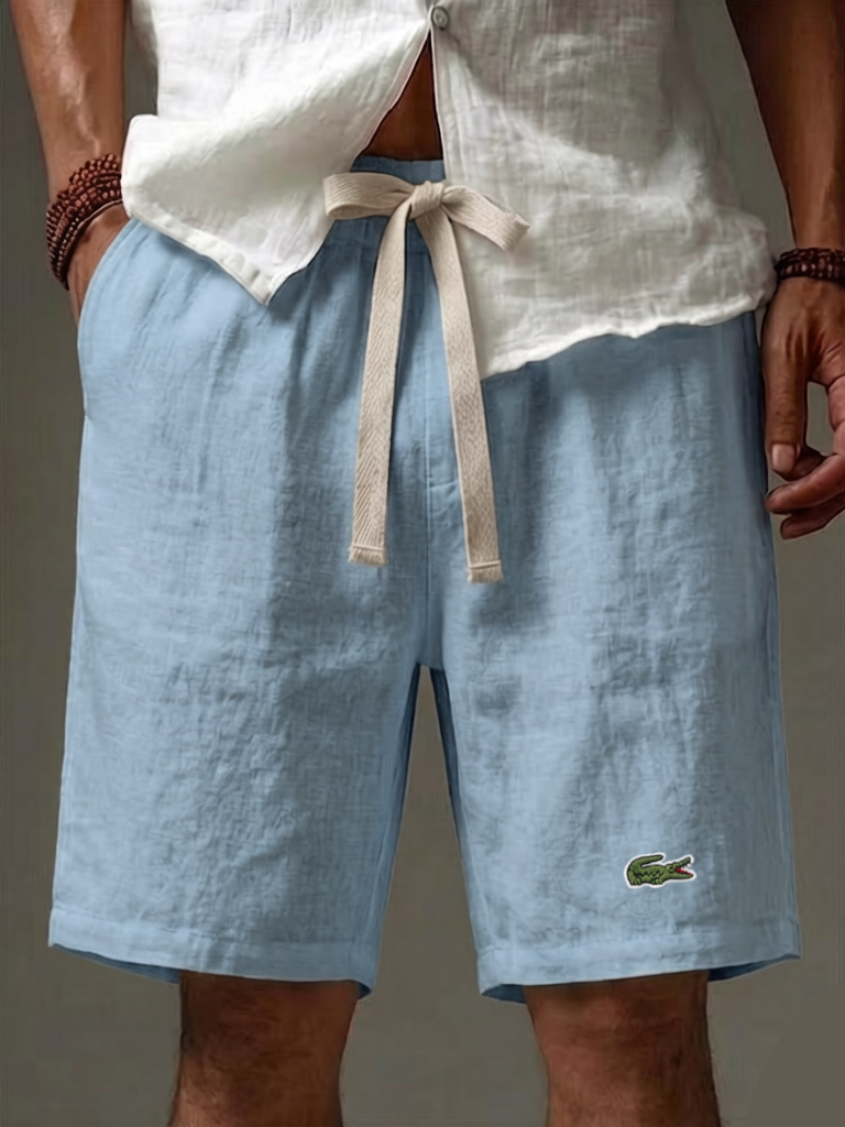Men's Cotton Linen Solid Color Soft Vacation Casual Shorts