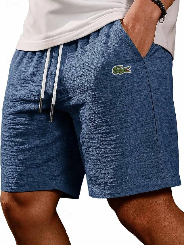 Men's Cotton Linen Gentleman's Casual Solid Color Drawstring Shorts