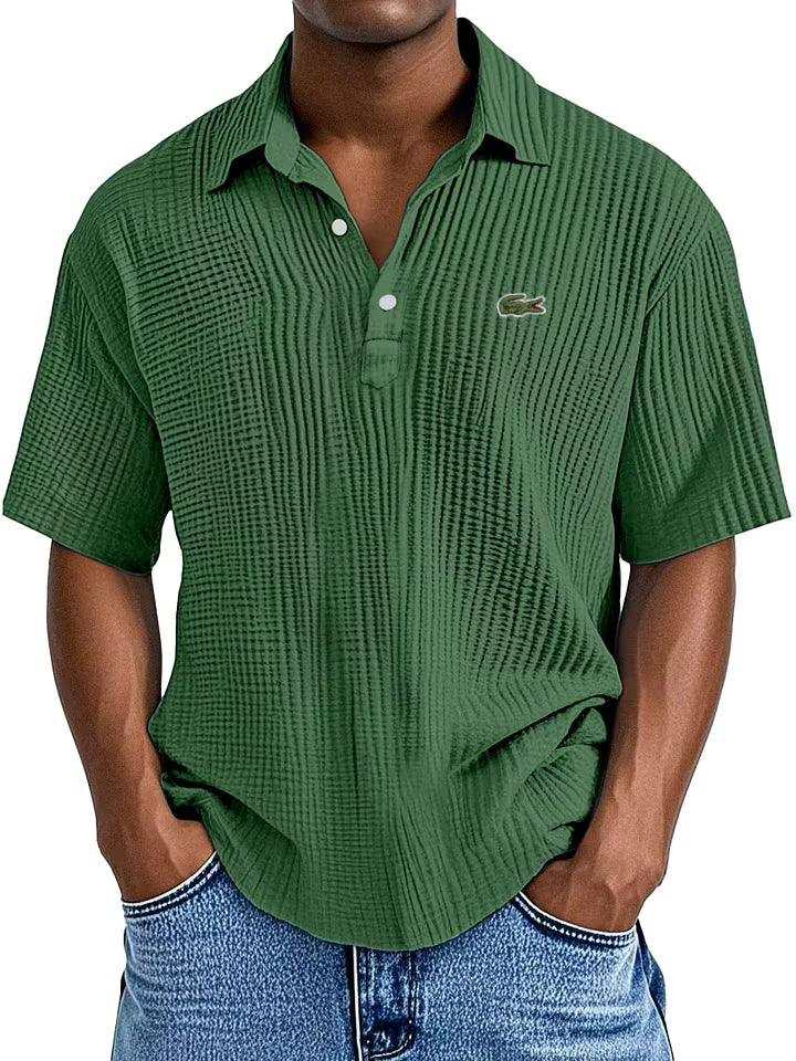 Men's Cotton Linen Gentleman's Casual Loose Short Sleeve Lapel Polo Shirt