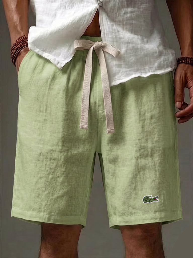 Men's Cotton Linen Solid Color Soft Vacation Casual Shorts