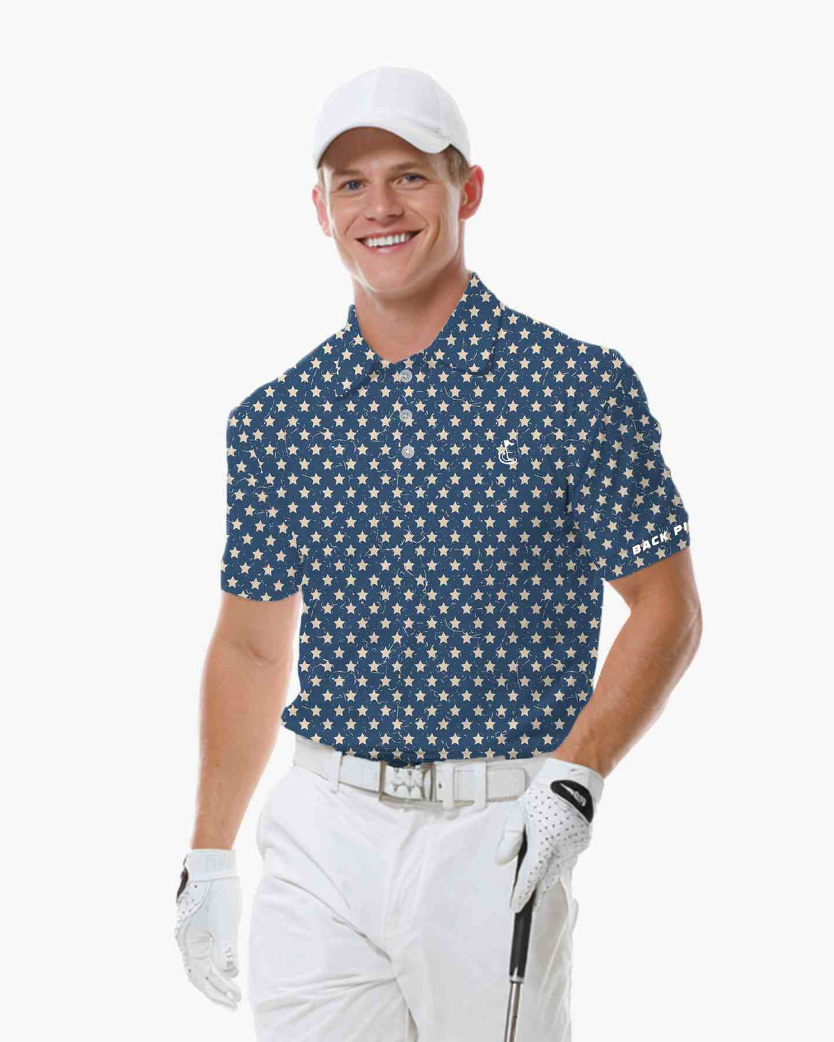 Vintage Star Print Patriot Polo