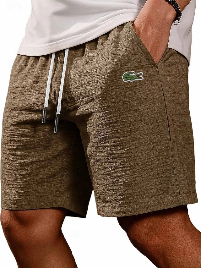 Men's Cotton Linen Gentleman's Casual Solid Color Drawstring Shorts