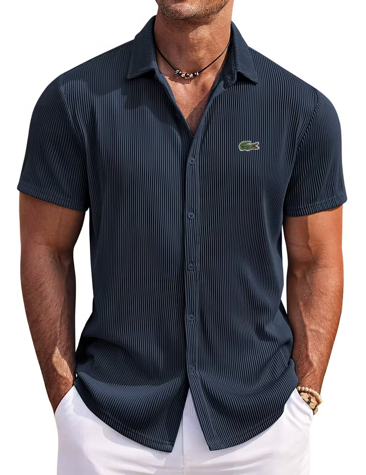 Men's Casual Fashion Solid Color Comfortable Pit Short Sleeve Shirt