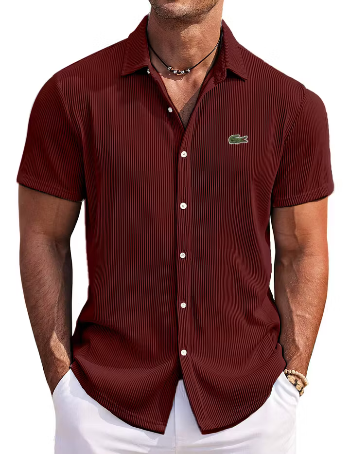 Men's Casual Fashion Solid Color Comfortable Pit Short Sleeve Shirt