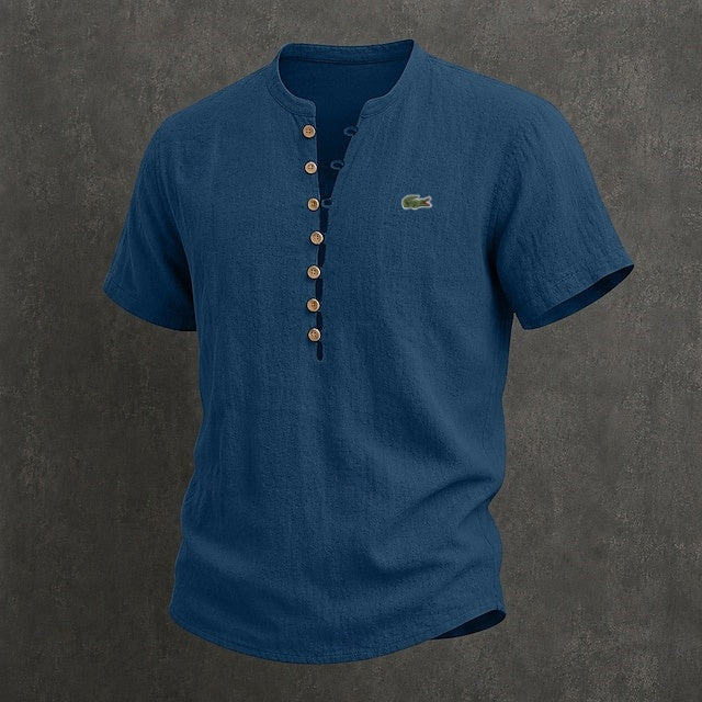 Men's Cotton Linen Minimalist Casual Comfortable Breathable Short-Sleeve T-Shirt