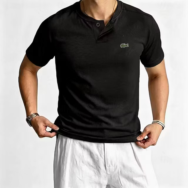 Men's Cotton Comfortable Casual Short Sleeve Henley T-Shirt