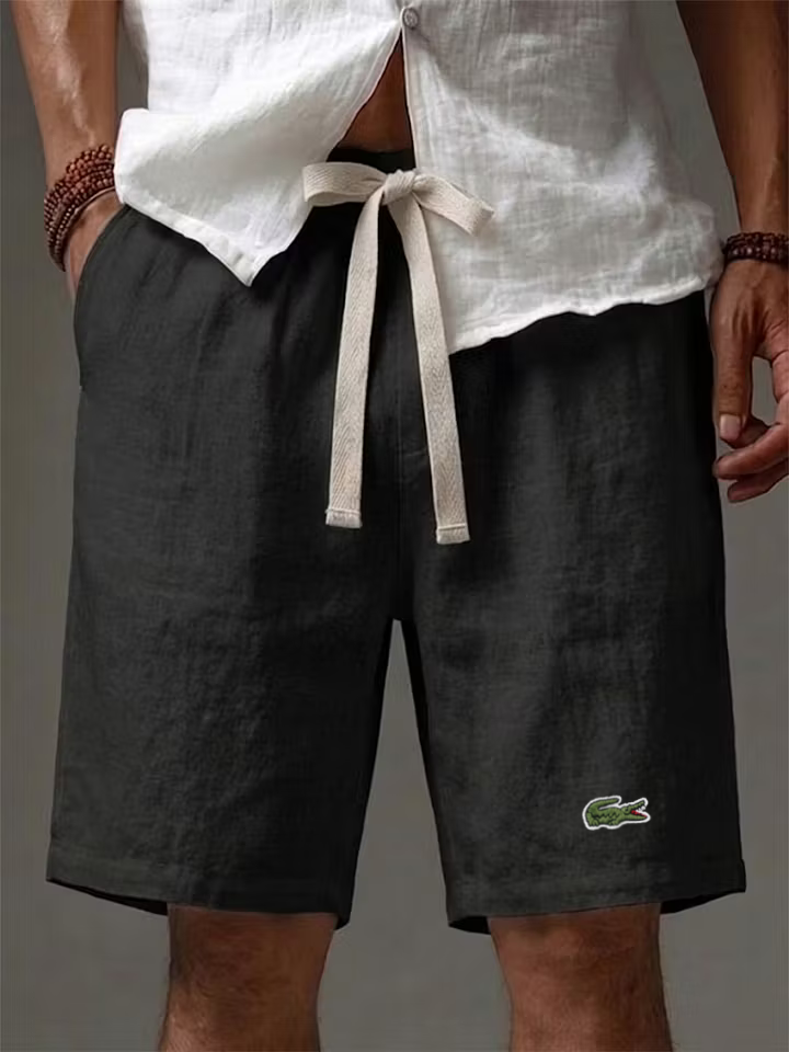 Men's Cotton Linen Solid Color Soft Vacation Casual Shorts