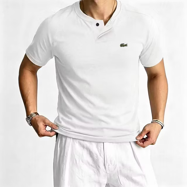 Men's Cotton Comfortable Casual Short Sleeve Henley T-Shirt