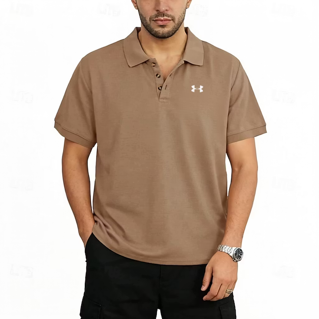 Men's Cotton Solid Color Commuting Business Casual Polo T-Shirt