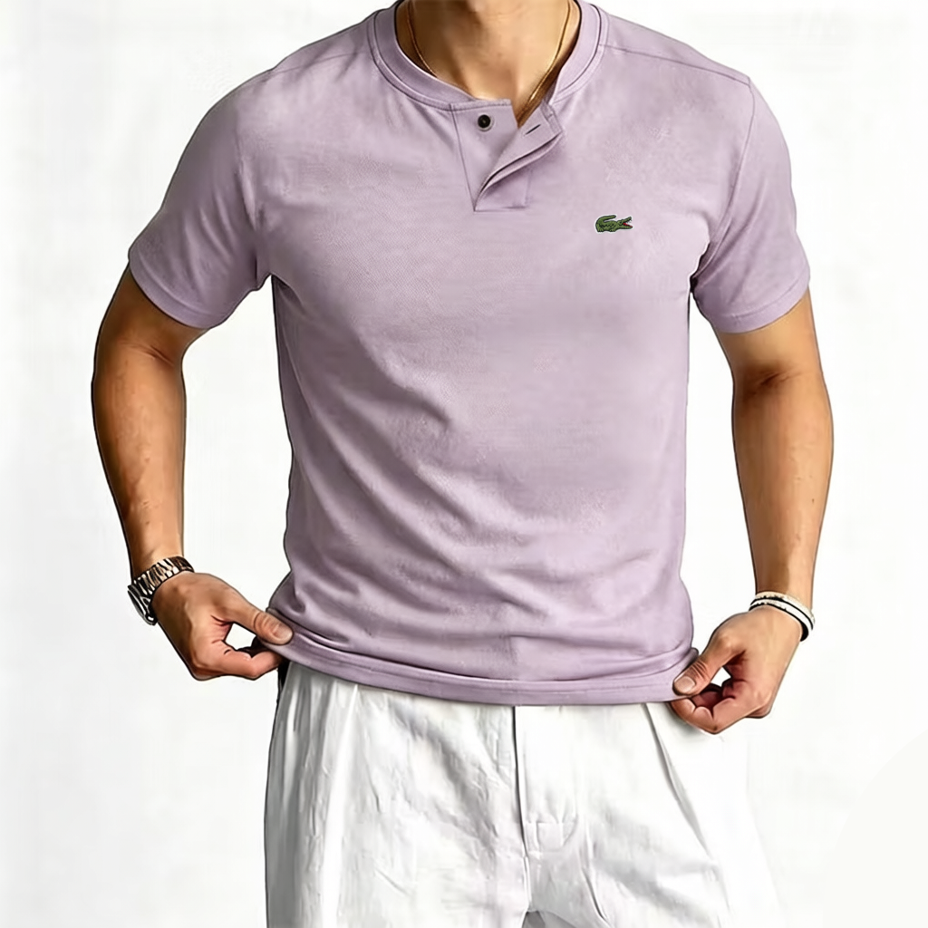 Men's Cotton Comfortable Casual Short Sleeve Henley T-Shirt