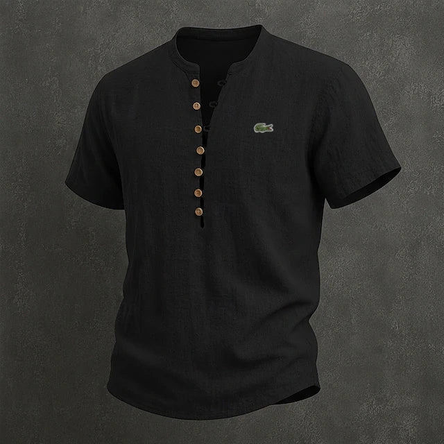 Men's Cotton Linen Minimalist Casual Comfortable Breathable Short-Sleeve T-Shirt