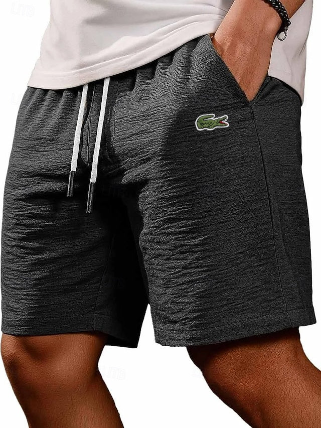 Men's Cotton Linen Gentleman's Casual Solid Color Drawstring Shorts