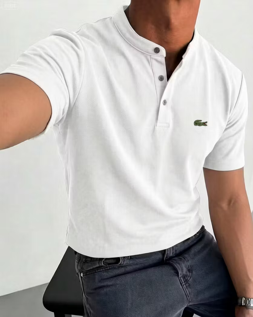 Men's Cotton Gentleman Casual Fashion Short-Sleeve Henley Shirt
