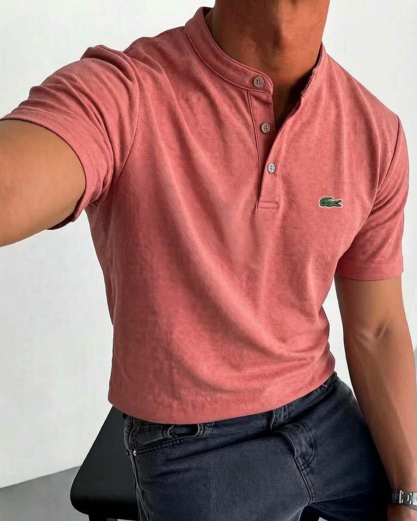Men's Cotton Gentleman Casual Fashion Short-Sleeve Henley Shirt