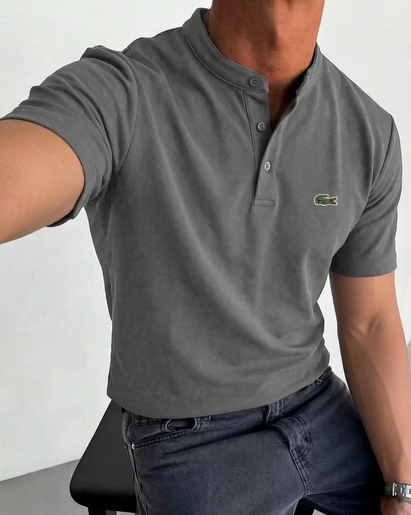 Men's Cotton Gentleman Casual Fashion Short-Sleeve Henley Shirt