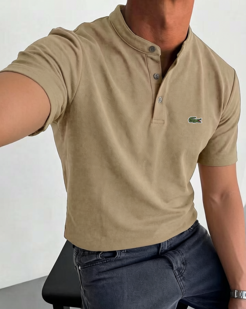 Men's Cotton Gentleman Casual Fashion Short-Sleeve Henley Shirt