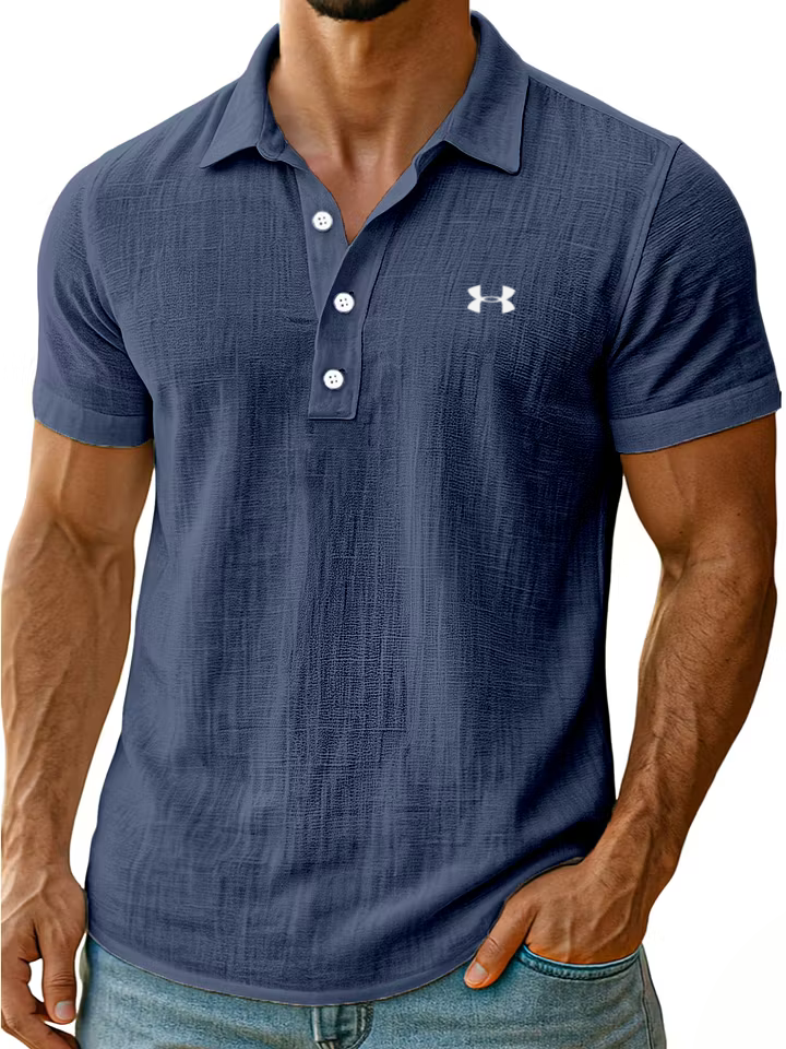 Men's Cotton Linen Daily Simple Comfortable Solid Color Short-Sleeved Polo Shirt