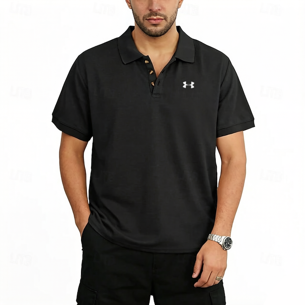 Men's Cotton Solid Color Commuting Business Casual Polo T-Shirt