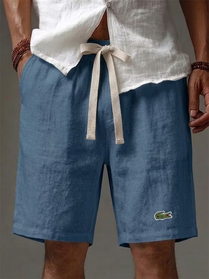 Men's Cotton Linen Solid Color Soft Vacation Casual Shorts
