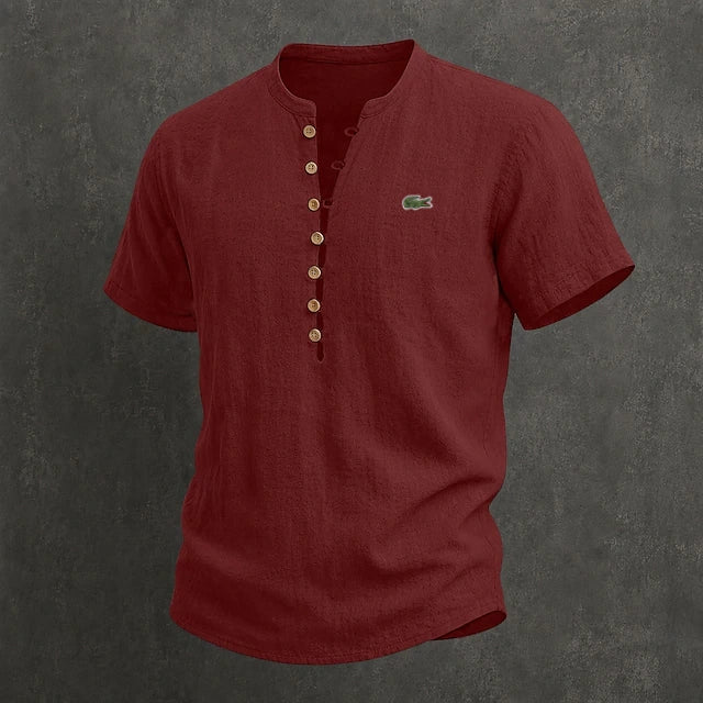 Men's Cotton Linen Minimalist Casual Comfortable Breathable Short-Sleeve T-Shirt